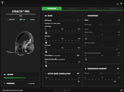 Le menu principal de l'Audio Hub.