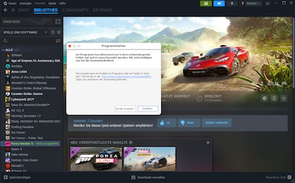 Error message: The Wine translation layer does not seem to work with Forza Horizon.