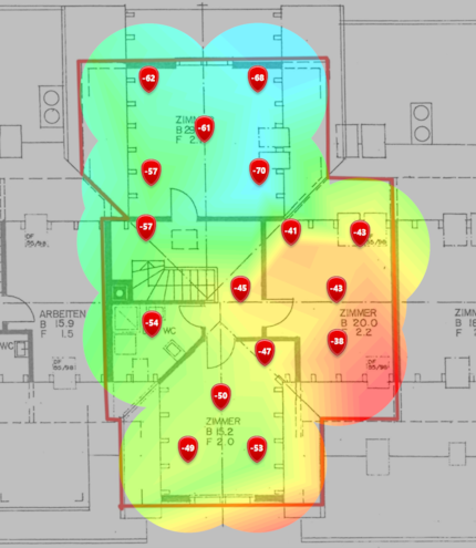 Niveau du signal 2,4 GHz dans le grenier supérieur