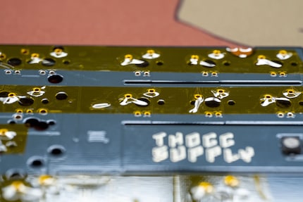 The adhesive tape fixes on the Mill-Max connector, which hasn’t yet been soldered on.