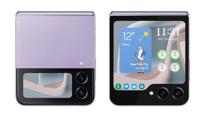 À gauche, le modèle précédent, le Samsung Galaxy Z Flip 4, comparé au Galaxy Z Flip 5 qui sera bientôt disponible.