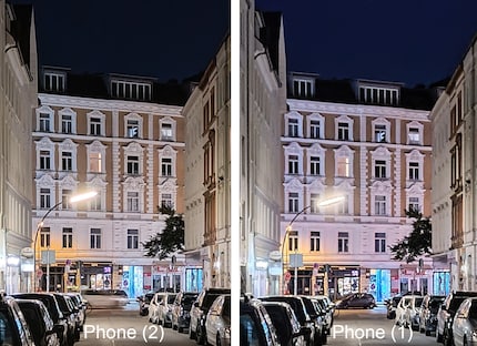 En regardant de plus près, le mode nuit du Phone (2) donne clairement une meilleure image.
