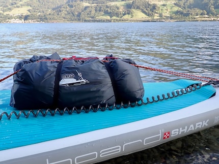 Made it: a quiet place to spend the night in the Bajao tent on the SUP.