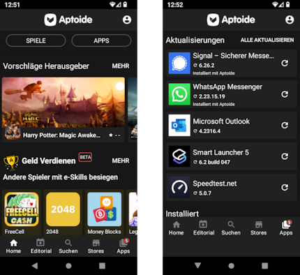 Aptoide me plaît bien comme alternative au Google Play Store. Le solde est important et avec le root, il est également possible de mettre à jour les applications automatiquement.