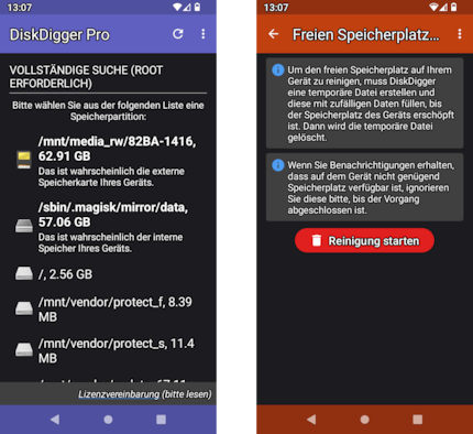 DiskDigger Pro peut restaurer des fichiers supprimés - ou nettoyer l'espace libre.