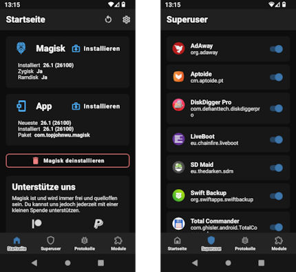 Avec Magisk, vous déterminez quelles applications ont un accès root.