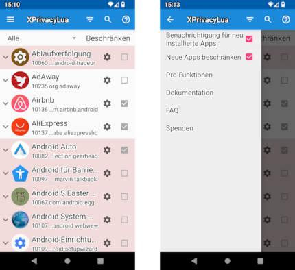 XPrivacyLua vous permet, pour chaque app ...