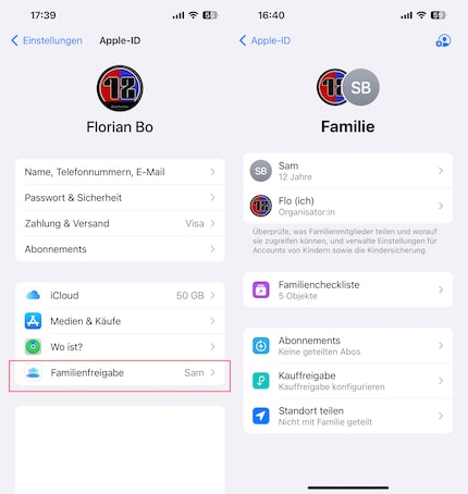 Dans le partage familial, vous pouvez connecter plusieurs appareils avec des identifiants Apple différents