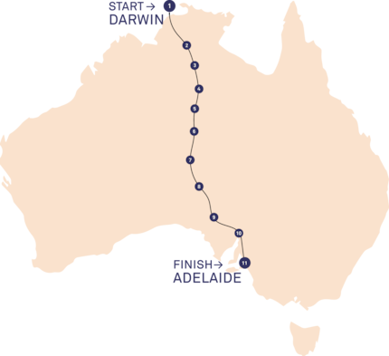 La course débute au nord de l’Australie et se termine au sud.