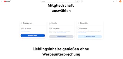 Les tarifs suisses de YouTube Premium.