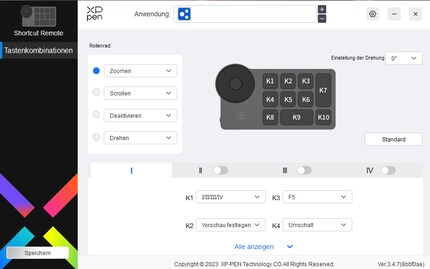 Le pilote vous permet de programmer différents raccourcis pour la télécommande.