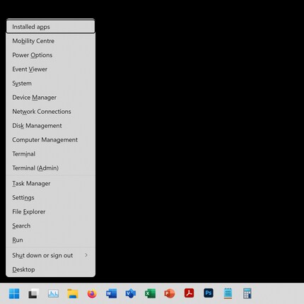 The Power User menu can be opened with Windows plus X.