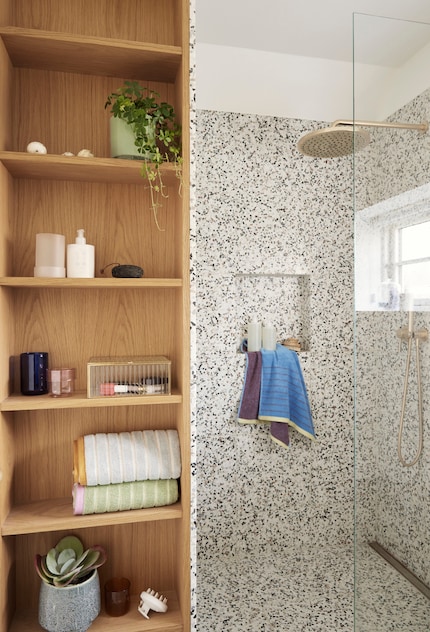 This type blends in with the terrazzo wall.