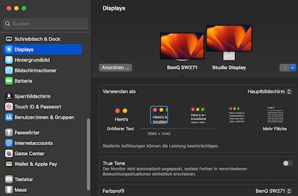 Si vous choisissez une mise à l’échelle non native, MacOS émet un avertissement.