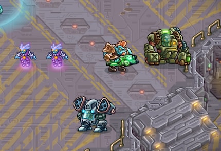 Ici, mon groupe de combat est composé d’un héros, de deux guérisseuses et d’un Mech bagarreur