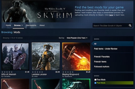 Mods payants pour « Fallout 4 » et « Skyrim ».