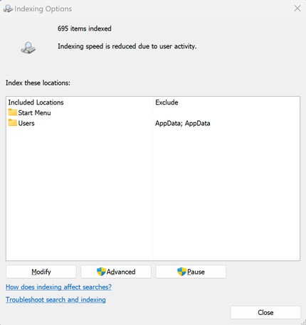 If you’re only looking for documents or image formats, you can uncheck certain extensions.