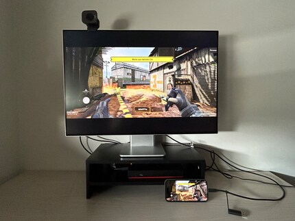 You can easily play a round of Call of Duty on the big monitor.