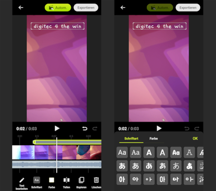 Dans l’application de création vidéo, je crée un reel en quelques clics à partir de mes images et de mes vidéos, texte inclus.