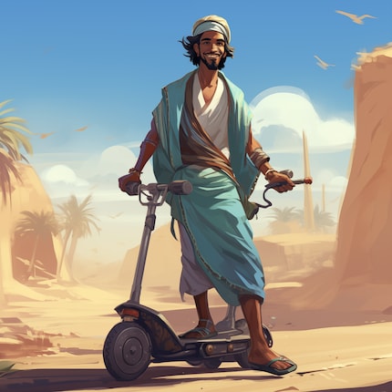 Des clichés à n’en plus finir : voici comment une intelligence artificielle imagine le bon génie des trottinettes électriques. 