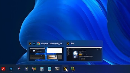 Windows se souvient des paramètres de mise en page et les transforme en un groupe qui peut être rouvert à partir de la barre des tâches.
