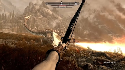 La boussole de « The Elder Scrolls : Skyrim » m’indique ma destination même si elle se trouve à quelques mètres, sous la forme d’un dragon.