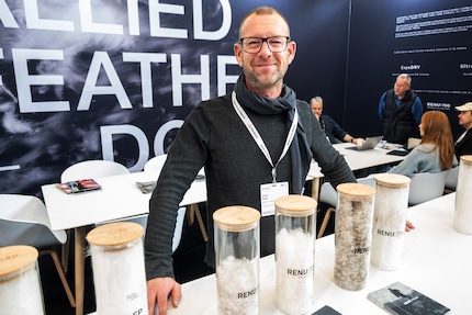 Scott Kaier from Allied Feather + Down at the ISPO in Munich.