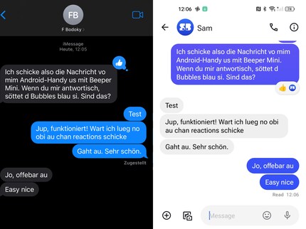 Flo et Samuel ont essayé l'application - avec succès. A gauche iPhone, à droite Android.
