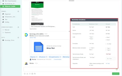 Thanks to the cheat sheet: The possible text formatting always in view.