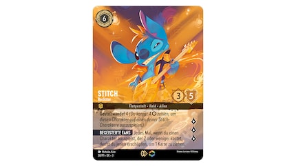 Carte de promotion du championnat de Disney Lorcana avec Stitch.