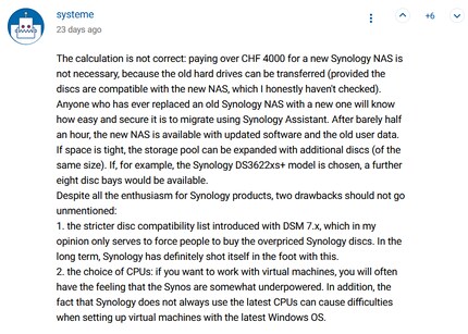 Migrating hard disks to a new Synology model can save costs.