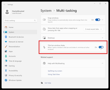 How to activate the «Shake window title bar» feature.