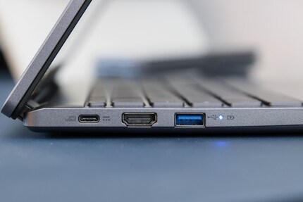 On the other side, there’s a second USB-C port for charging the Chromebook, as well as the headphone jack.