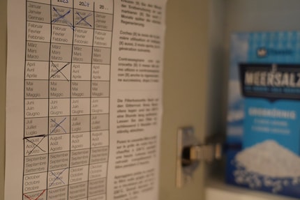 Un planning bien utile : nous faisons une croix tous les trois mois.