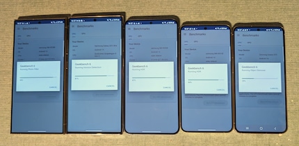 Cinq modèles Samsung doivent se soumettre à un test de performance.