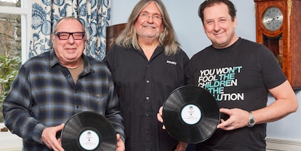 Font cause commune : le producteur de musique Bill Gautier (à gauche) avec le fondateur de PMC Peter Thomas (au centre) et Marc Carey d'Evolution Music.