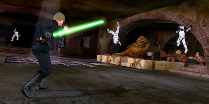 Accordé : Le fait que les stormtroopers impériaux flottent dans les airs de manière incontrôlée sur cette capture d'écran est probablement voulu par le Jedi Luke Skywalker.