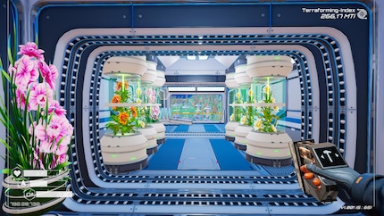 Accueillant : des pots de fleurs flanquent les couloirs de ma base.