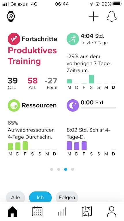 L'application m'indique en un coup d'œil si mon entraînement me permet de progresser comme je le souhaite.
