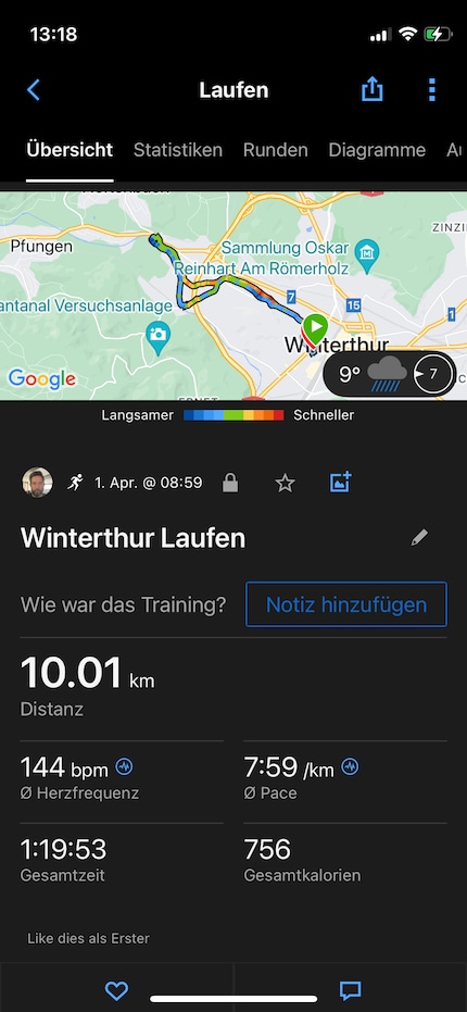 Ma toute première course de préparation officielle : 10 km en 1h20.
