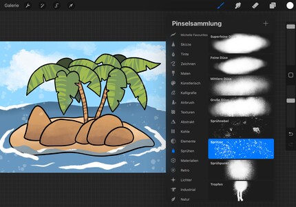 In the last step, you paint smaller details, such as the foamy water and small splashes. 