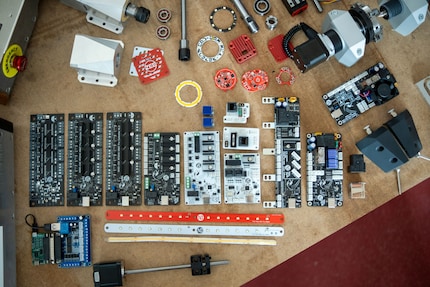 Eleven versions of the control system, oldest on the left, newest on the right.