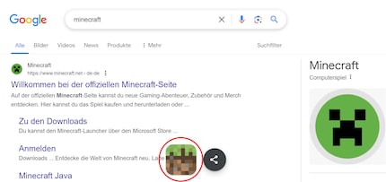 Lorsque vous recherchez Minecraft sur Google, ce bouton devrait apparaître dans votre navigateur.