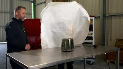 Extinguishing blankets can be used for smaller fires such as a burning toaster.