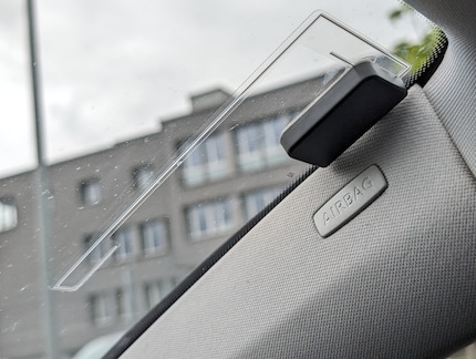 The DAB antenna is stuck to the windscreen.