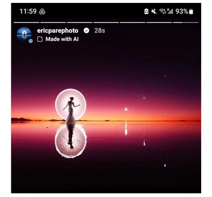 A genuine image created by Eric Paré was tagged as AI-generated.