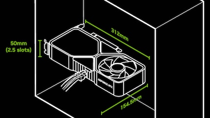 Les dimensions avec une carte graphique installée horizontalement.