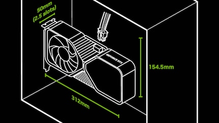 Les dimensions avec une carte graphique installée verticalement.