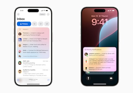 Les aperçus de courrier ou les notifications affichent les informations les plus importantes en un coup d'œil.