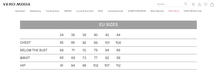 Les tailles de Vero Moda sont un peu plus généreuses que celles de JJXX (voir image ci-dessous).